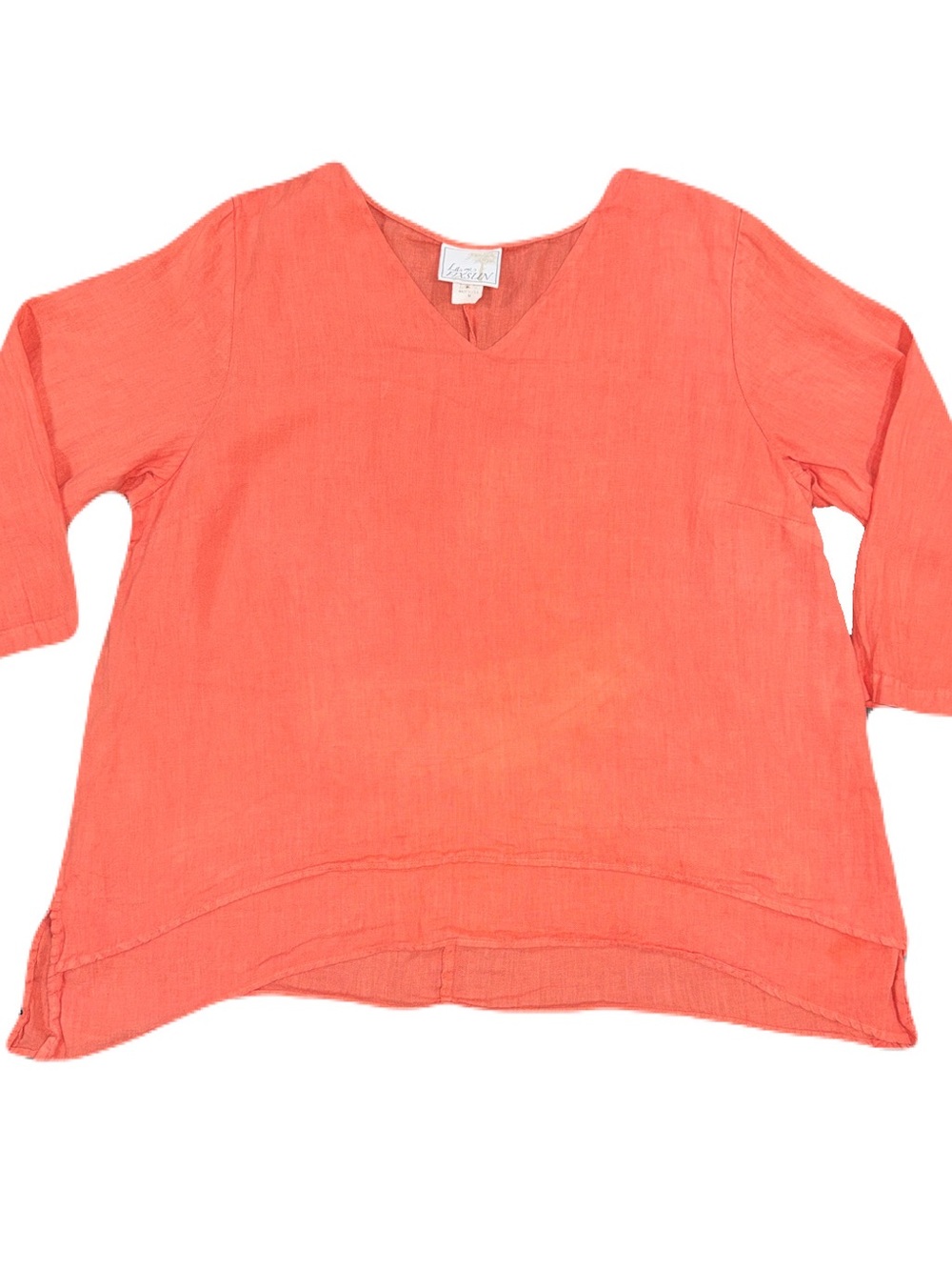 La Fixsun Linen V Neck Double Layer Tunic Top Size M Lagenlook Coastal Flawed
